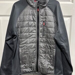 Men’s Orvis Charcoal Grey Medium Hybrid Puffer Casual Fleece Jacket Fill Zip